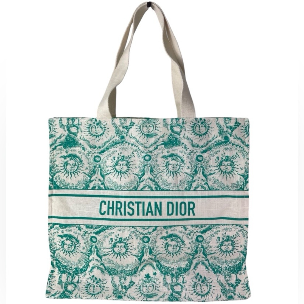 Christian Dior Dioriviera Linen Cotton Blend Tote Turquoise 2024